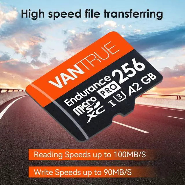 Alt view image 3 of 5 - Vantrue 256GB microSDXC UHS-I U3 4K UHD Video High Speed Transfer Monitoring SD Card with Adapter for Dash Cams, Body Cams, Action Camera, Surveillance & Security Cams