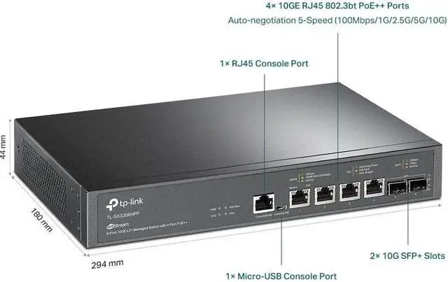 Alt view image 5 of 5 - TP-Link TL-SX3206HPP | 6 Port 10G L2+ Managed PoE Switch | 4 PoE++ Port @200W, 2 x 10G SFP+ Slots | PoE Recovery | Omada SDN Integrated | IPv6 & Static Routing | 5 Year Manufacturer Warranty