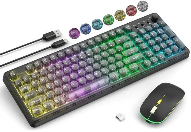 Main image of 2.4G Wireless Keyboard and Mouse, Wireless Keyboard and Mouse Combo, Click Soft, 2.4GHz Cordless Connection for Windows/PC/Laptop (Black)