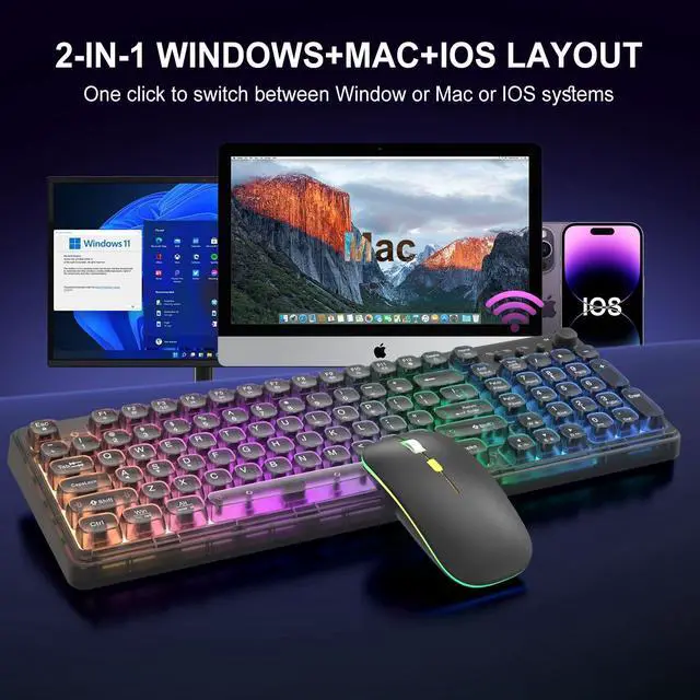 Alt view image 3 of 5 - 2.4G Wireless Keyboard and Mouse, Wireless Keyboard and Mouse Combo, Click Soft, 2.4GHz Cordless Connection for Windows/PC/Laptop (Black)