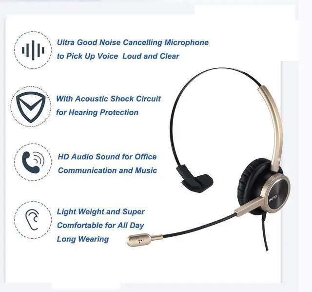 Alt view image 3 of 5 - MAIRDI Cell Phone Headset with Microphone Noise Canceling, Laptop Headset 3.5mm Jack for Office Work, Phone Headset for iPhone Computer Samsung Androids Tablets Skype Teams Video Conference