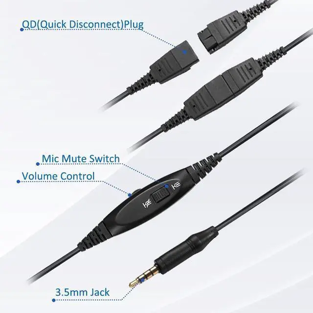Alt view image 4 of 5 - MAIRDI Cell Phone Headset with Microphone Noise Canceling, Laptop Headset 3.5mm Jack for Office Work, Phone Headset for iPhone Computer Samsung Androids Tablets Skype Teams Video Conference