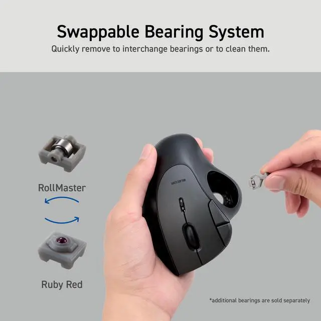 Alt view image 5 of 5 - ELECOM Ergonomic Comfort Design Trackball IST Wireless 2.4GHz Connect, Super-Smooth Tracking with Roller Ball Bearing, 36mm Ball, Thumb Control, Compatible for Windows, PC, and Mac Black (M-IT11DRBK)