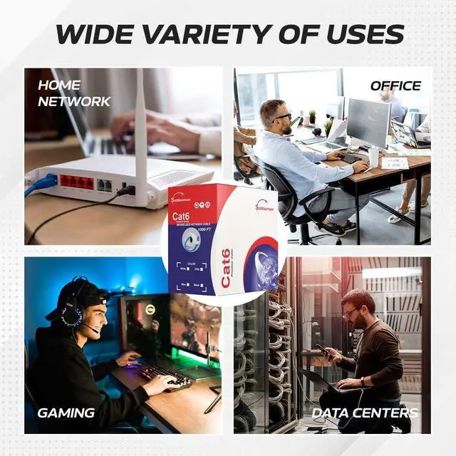 Alt view image 5 of 5 - Cables Direct Online CAT6 Cable 1000ft Pull Box Solid Ethernet LAN UTP Cable 23AWG 550Mhz RJ45 Network CCA Copper Clad Aluminum Wire Bulk (Red)