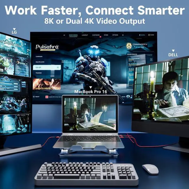 Alt view image 3 of 5 - 8K UHD 40Gbps 240W USB 3.2 Gen 2X2 Display Monitor Link Data Transfer Video Cable for KYY,MNN,Yxk,InnoView,KEFEYA,Anyuse,ForHelp,Ingnok Portable Monitor HDR Output Charger Power Cord, Red(5FT+5FT)