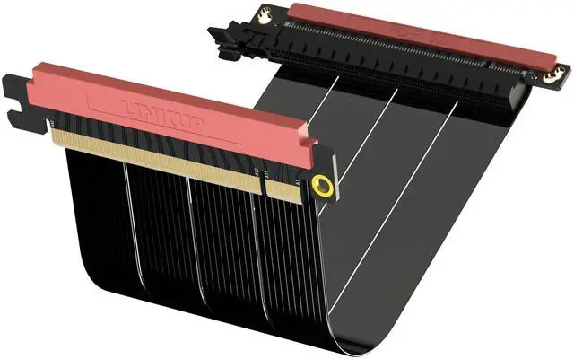 Main image of LINKUP - AVA5 PCIE 5.0 Riser Cable | RTX5090 RX9070 GPU Ready | x16 128GB/s Speed | Compatible with FormD T1 | Designed for Mini ITX Case | Double Reverse Black 18cm (Total Length 20cm)
