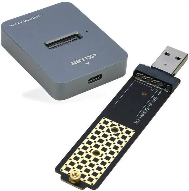 Main image of RIITOP M.2 to USB Adapter + M.2 Docking for Both M.2 NVMe SSD & SATA Based SSD