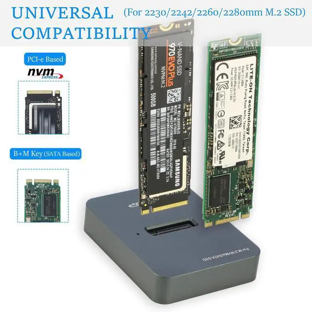 Alt view image 5 of 5 - RIITOP M.2 to USB Adapter + M.2 Docking for Both M.2 NVMe SSD & SATA Based SSD