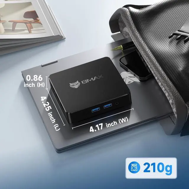 Alt view image 4 of 5 - Bmax B1 Mini PC Intel Gemini Lake N4000 (Up to 2.6 GHz) 8GB LPDDR4 /128GB eMMC, 2.4G/5G Dual WiFi BT4.2 Office Micro Computer