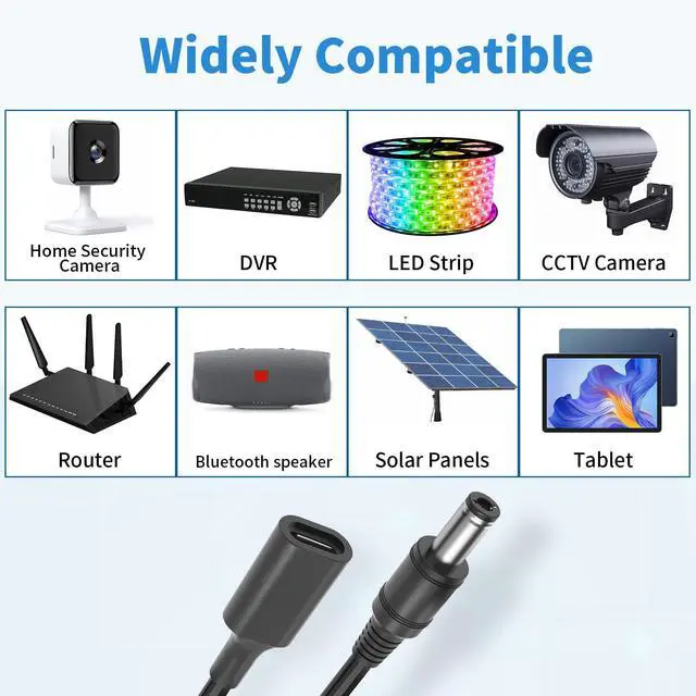 Alt view image 2 of 5 - USB C to DC 5.5mm x 2.5mm Power Cable Cord, USB C 1Ft Type C Input Out Charging Cable, Work with PD Charger and PD Power Bank,Output DC 12V