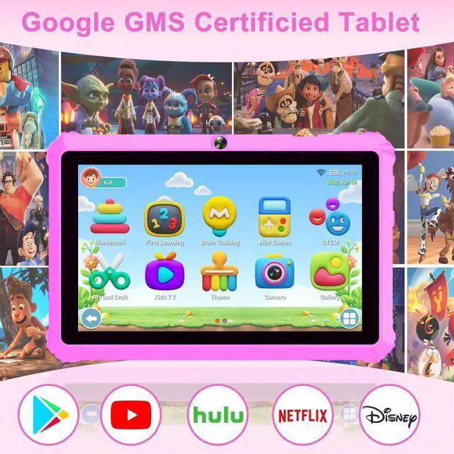 Alt view image 3 of 5 - YINOCHE Kids Tablet 7" Toddler Tablet for Kids 3-7 32GB Tablets for Toddlers with Case WiFi Parental Control Dual Camera GMS Certified Toddler Learning Tablets for Children (Red)