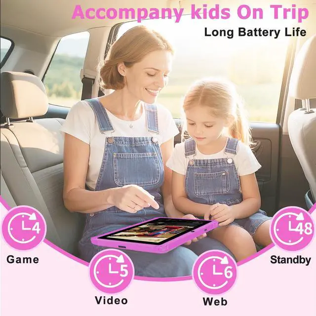 Alt view image 5 of 5 - YINOCHE Kids Tablet 7" Toddler Tablet for Kids 3-7 32GB Tablets for Toddlers with Case WiFi Parental Control Dual Camera GMS Certified Toddler Learning Tablets for Children (Red)