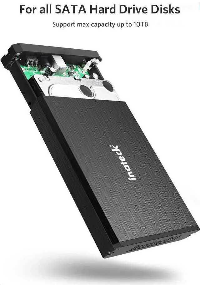 Alt view image 2 of 5 - Inateck 3.5 Hard Drive Enclosure, Aluminum USB 3.0 Sata HDD Enclosure, FE3001