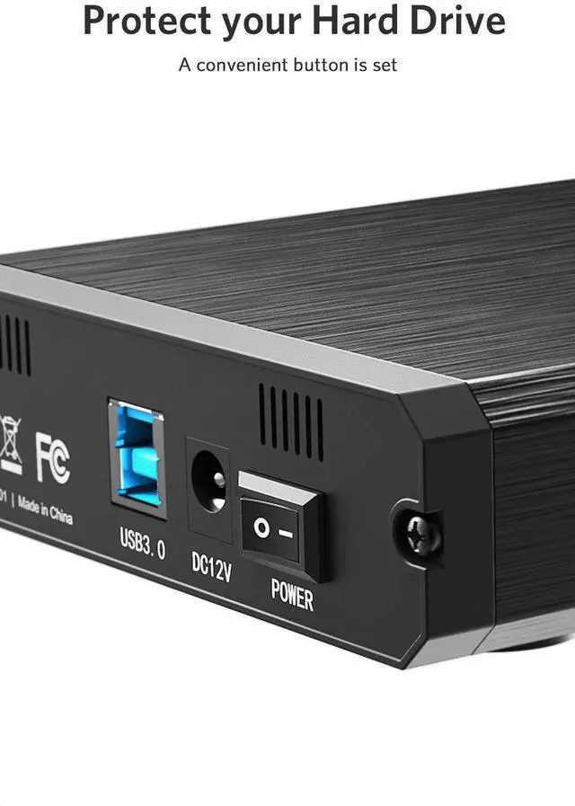 Alt view image 4 of 5 - Inateck 3.5 Hard Drive Enclosure, Aluminum USB 3.0 Sata HDD Enclosure, FE3001
