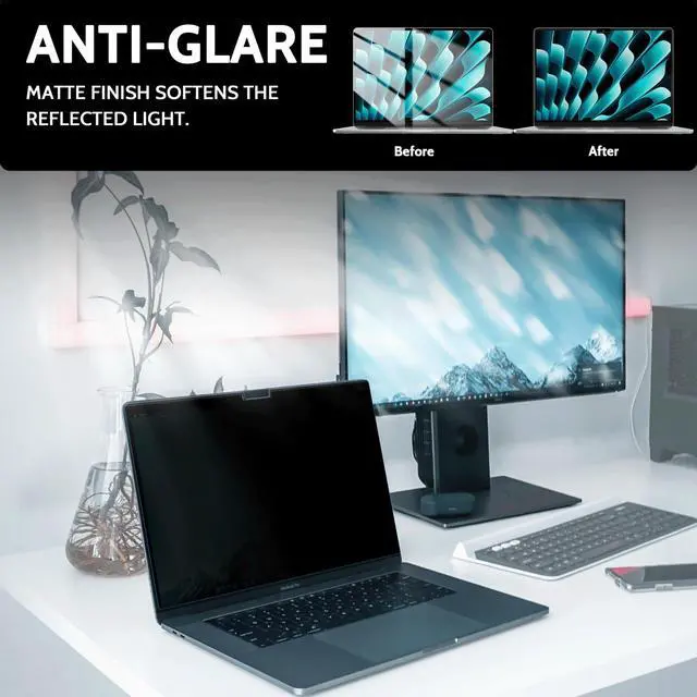 Alt view image 4 of 5 - Peslv Magnetic 360° Privacy Screen for Macbook Pro 16 Inch (2021-2024, M1, M2, M3, M4), Removable Matte Anti Glare Blue Light Protector 4 Way Private Security Filter for Mac Laptop Computer