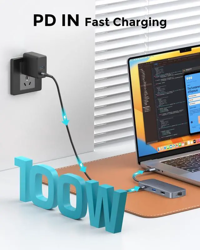Alt view image 5 of 5 - NewQ USB4 40Gbps Hub, 8K@60Hz 4K@120Hz HDMI 2.1 Dock, 2*USBA 3.2, USBC 3.2, Gigabit Ethernet, PD-in 100W, Compatible w/Thunderbolt 3/4/5, USB4.0 Docking Station for MacBook, Windows, Chromebook