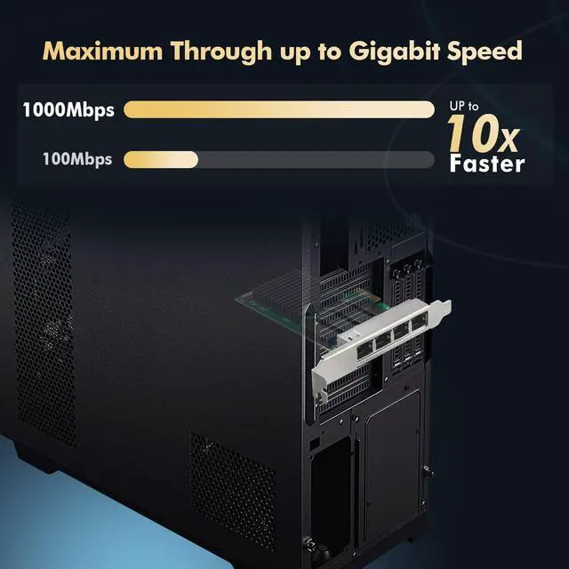 Alt view image 3 of 5 - Binardat 4 Port Gigabit PCIe Network Adapter, Realtek RT8111H Controller 1000/100Mbps Ethernet LAN NIC Card for Windows/Linux/Mac