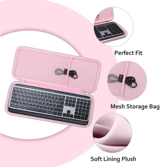 Alt view image 2 of 5 - XANAD Hard Case for Logitech MX Keys/MX Keys Advanced MIC Wireless Illuminated KeyboardPink-Inside: 17.2"x6.2"x1.2"