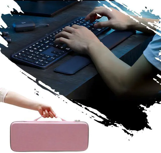 Alt view image 5 of 5 - XANAD Hard Case for Logitech MX Keys/MX Keys Advanced MIC Wireless Illuminated KeyboardPink-Inside: 17.2"x6.2"x1.2"