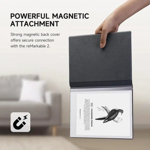 Alt view image 3 of 5 - Ayotu Magnetic Folio Case for Remarkable 2 Paper Tablet 10.3" 2020 Released - Program Templates & Replacement Marker Stylus Pen Tips, Fabric Grey