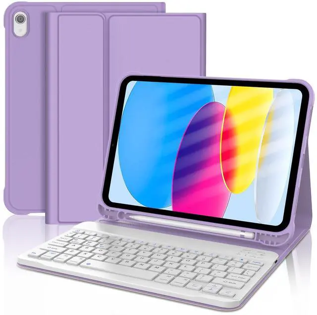 Main image of KVAGO for iPad (A16) 11th Generation Case with Keyboard, Smart Stand Folio Detachable Bluetooth Keyboard Cover with Pencil Holder for iPad 11-inch A16 2025 10th Gen 10.9 Inch 2022 (Light Purple)