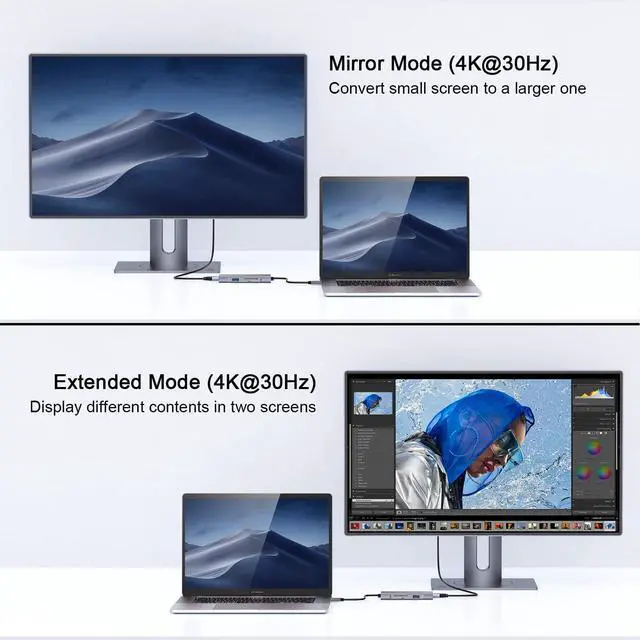 Alt view image 4 of 5 - SB C Hub, QGeeM USB C 4k HDMI Adapter,7 in 1 USB C Dongle,USB C Hub Ethernet,9 in 1 USB Type C Hub HDMI Multi-Port Converter Adapter