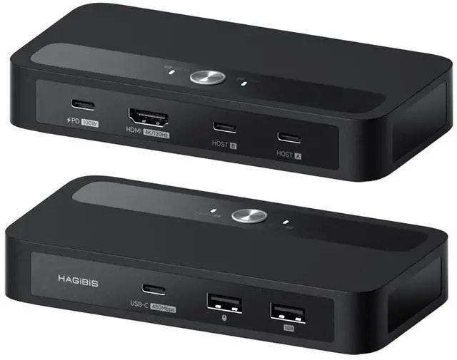 Main image of Hagibis KVM Switch 1 Monitor 2 Computers with 100W PD, 4K@120Hz HDMI, USB-C KVM Switcher Hub Sharing Monitor Keyboard Mouse Printer Scanner for Switch2 macOS Windows Linux