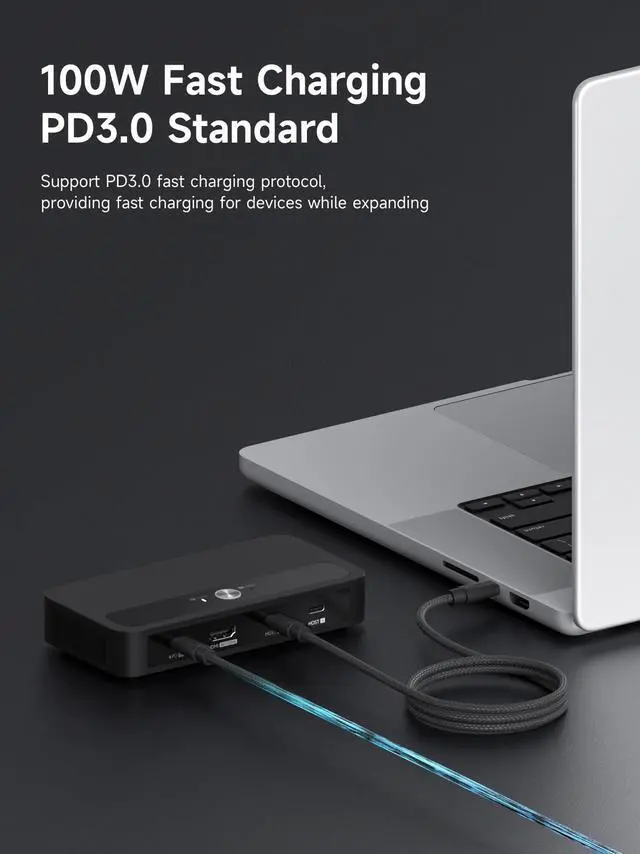 Alt view image 5 of 5 - Hagibis KVM Switch 1 Monitor 2 Computers with 100W PD, 4K@120Hz HDMI, USB-C KVM Switcher Hub Sharing Monitor Keyboard Mouse Printer Scanner for Switch2 macOS Windows Linux