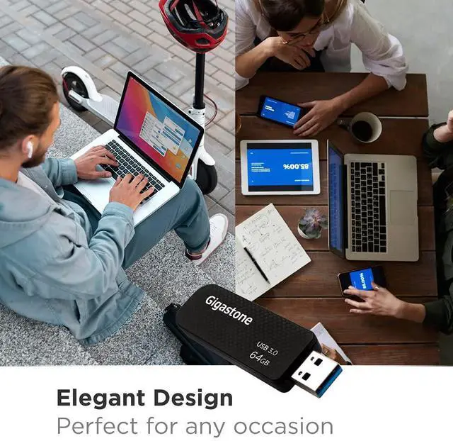 Alt view image 3 of 5 - GIGASTONE 64GB Flash Drive (10 Pack) Z30 USB 3.2 Gen 1, 80MB/s Ultra Fast, Keychain Loop, Carbon Fiber Style, Push-Pull Design, Data Storage, Backup for PC/Mac/TV/Car, USB 2.0/3.0/3.1 Compatible