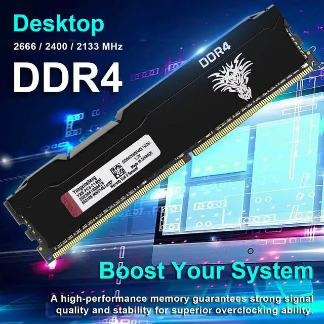 Alt view image 3 of 5 - DDR4 2666MHz 16GB Kit (8GBx2) Desktop RAM PC4-21300 UDIMM Non-ECC Unbuffered 1.2V 288-Pin CL19 PC Computer Memory Upgrade Module Kit (Black)