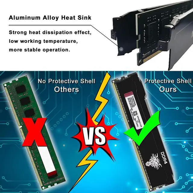 Alt view image 5 of 5 - DDR4 2666MHz 16GB Kit (8GBx2) Desktop RAM PC4-21300 UDIMM Non-ECC Unbuffered 1.2V 288-Pin CL19 PC Computer Memory Upgrade Module Kit (Black)