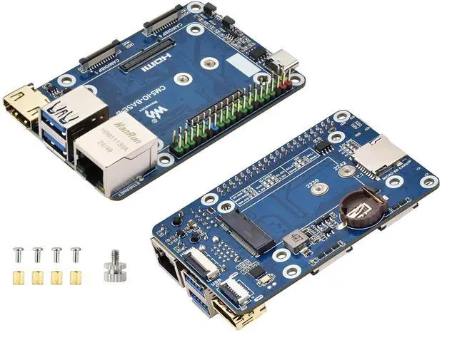 Main image of Mini Base Board Compatible with Raspberry Pi Compute Module 5 Lite/eMMC Series, with Color-Coded 40PIN GPIO/M.2 M Key PCIe/MIPI/HDMI 4K/Gigabit ETH Interfaces,etc. Onboard EEPROM and Encryption Chip