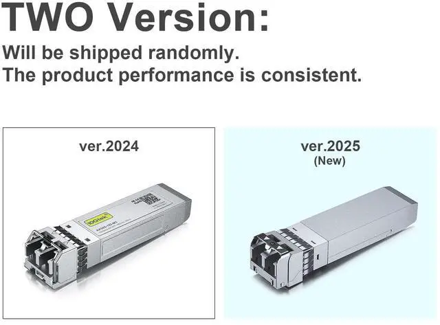 Alt view image 2 of 5 - 10Gtek 10GBase-SR SFP+ Transceiver, 10G 850nm MMF, up to 300 Meters, Compatible with Intel E10GSFPSR, Pack of 2