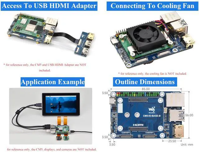Alt view image 5 of 5 - Mini Base Board Compatible with Raspberry Pi Compute Module 5 Lite/eMMC Series, with Color-Coded 40PIN GPIO/M.2 M Key PCIe/MIPI/HDMI 4K/Gigabit ETH Interfaces,etc. Onboard EEPROM and Encryption Chip