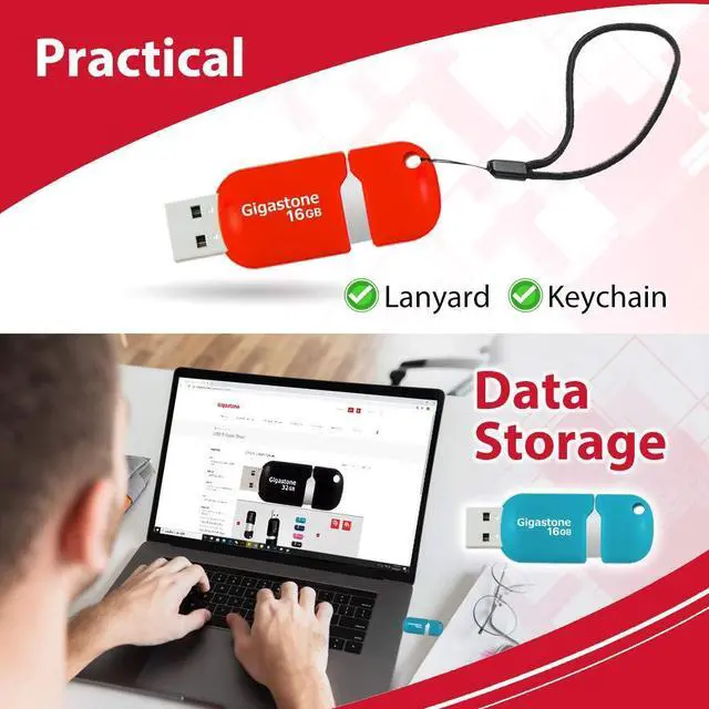 Alt view image 3 of 5 - Gigastone V10 16GB 10-Pack USB 2.0 Flash Drive Thumb Drive Memory Stick Pen Drive Capless Retractable Design (Blue&Orange)