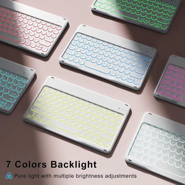 Alt view image 4 of 5 - SZPSGC Case for iPad 9th Generation with Keyboard 10.2 Inch, Soft TPU Back Folio Stand Cover with 7 Colors Backlit Detachable Keyboard, for iPad 9th 8th 7th Generation 10.2 Inch 2021 2020 2019, Pink