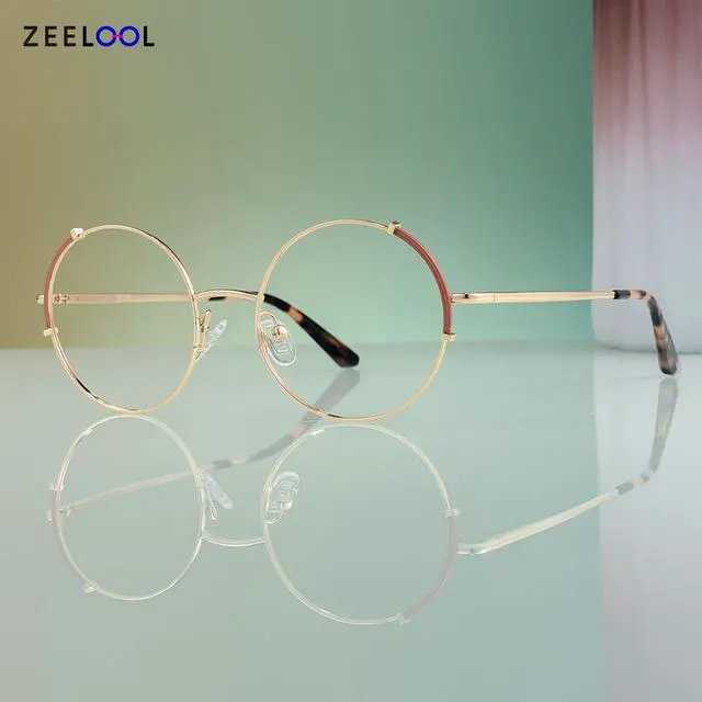 Alt view image 2 of 5 - Zeelool Blue Light Blocking Glasses for Women, Round Fashion Glasses Frame Eyeglasses with Non-prescription Clear Lens ZJGM138838-06B