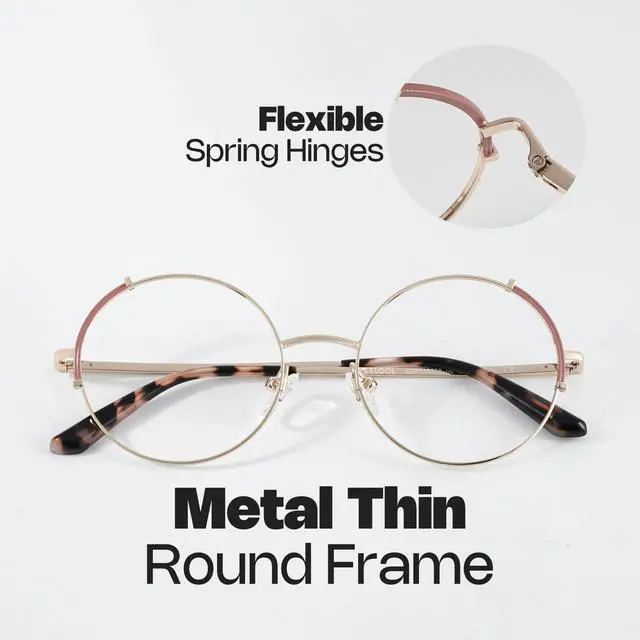 Alt view image 4 of 5 - Zeelool Blue Light Blocking Glasses for Women, Round Fashion Glasses Frame Eyeglasses with Non-prescription Clear Lens ZJGM138838-06B