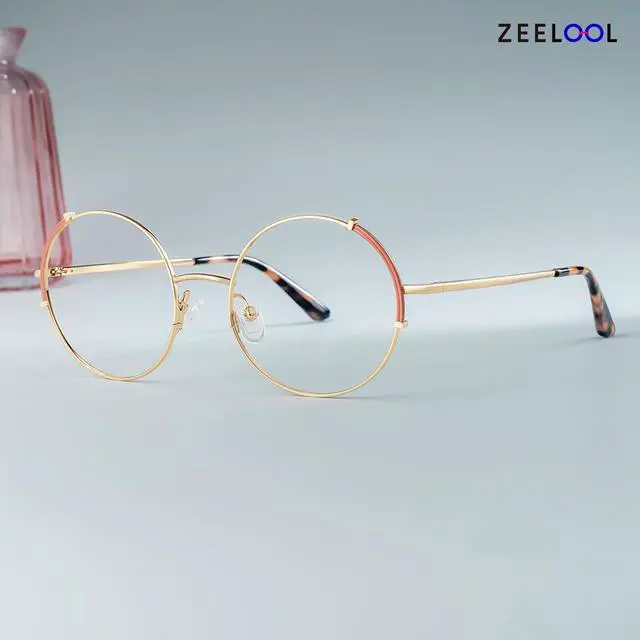Alt view image 5 of 5 - Zeelool Blue Light Blocking Glasses for Women, Round Fashion Glasses Frame Eyeglasses with Non-prescription Clear Lens ZJGM138838-06B
