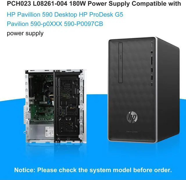 Alt view image 3 of 5 - S-Union Upgraded L08261-004 PCH023 180W Power Supply PSU Compatible with HP ProDesk G5 Pavilion 590-p0XXX 590-P0097CB PCG003 HK280-85PP L70042-004 L08261-006 Entl18 SFF L08261-004 Power Supply