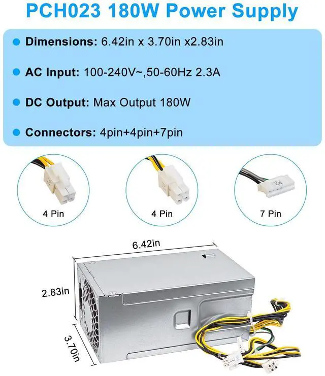 Alt view image 5 of 5 - S-Union Upgraded L08261-004 PCH023 180W Power Supply PSU Compatible with HP ProDesk G5 Pavilion 590-p0XXX 590-P0097CB PCG003 HK280-85PP L70042-004 L08261-006 Entl18 SFF L08261-004 Power Supply