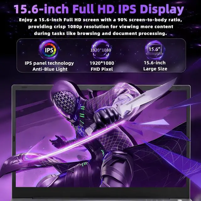Alt view image 3 of 5 - Win 11 Pro & MS Office 201915.6" Laptop Computer, FHD IPS,In tel 11th Gen Core i7-11375H(Up to 5.0GHz,4C/8T), Iris Xe Graphics,16G DDR4 RAM, Fingerprint Reader/Backlit KB/HDMI/Webcam (512G NVME SSD)