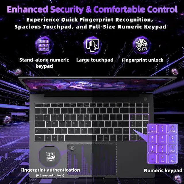 Alt view image 5 of 5 - Win 11 Pro & MS Office 201915.6" Laptop Computer, FHD IPS,In tel 11th Gen Core i7-11375H(Up to 5.0GHz,4C/8T), Iris Xe Graphics,16G DDR4 RAM, Fingerprint Reader/Backlit KB/HDMI/Webcam (512G NVME SSD)