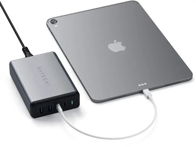 Alt view image 3 of 5 - Satechi 108W Pro USB C PD Desktop Charging Station  2 USBC PD & 2 USB A Ports, Compatible with 2020/2019 MacBook Pro, 2020/2018 MacBook Air, M1 iPad Pro/Air, iPhone 16 Pro Max/16 Pro/16/16 Plus (US)