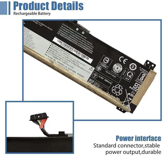 Alt view image 3 of 5 - VANPIR L19C4PC0 Laptop Battery Replacement for Lenovo Legion 5-15IMH05 5-15ARH05 Legion 5P-15IMH05 Series L19M4PC0 5B10W86196 L19M4PC1 5B10W86194 L19C4PC1 5B10W86195 5B10W86192 15.36V 60Wh 4010mAh