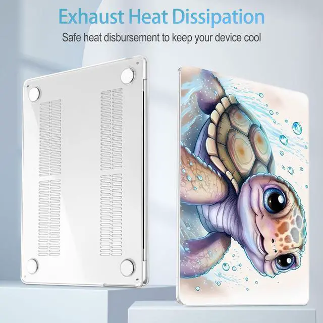 Alt view image 4 of 5 - Mektron for 2024 M3 MacBook Air 13.6 Inch A3113 Case Fits 2022 2023 A2681 M2 Chip with Liquid Retina Display Touch ID, Printed Plastic Hard Shell Cover for MacBook Air 13.6", Cute Turtle