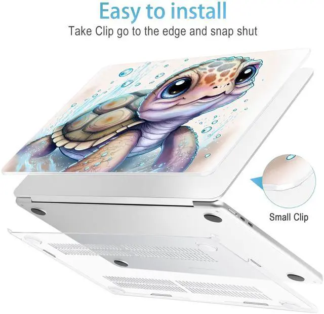 Alt view image 3 of 5 - Mektron for 2024 M3 MacBook Air 13.6 Inch A3113 Case Fits 2022 2023 A2681 M2 Chip with Liquid Retina Display Touch ID, Printed Plastic Hard Shell Cover for MacBook Air 13.6", Cute Turtle