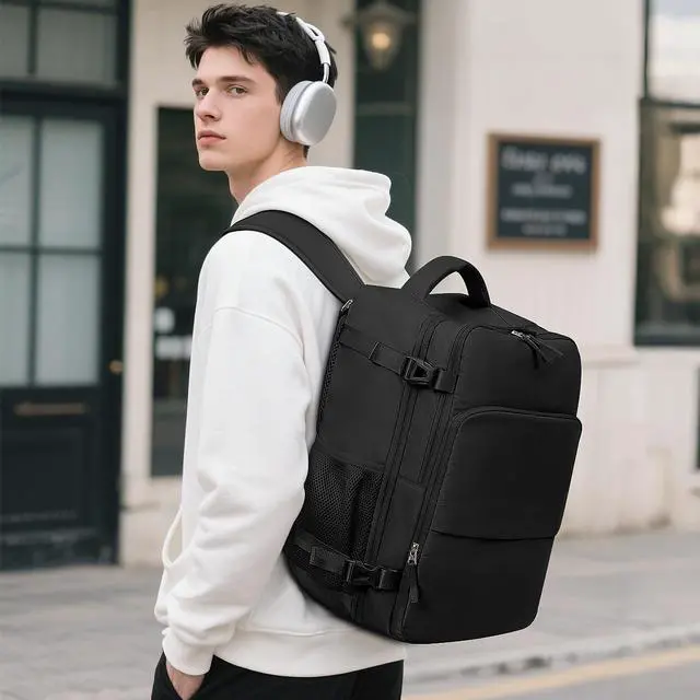 Alt view image 2 of 5 - Sinaliy Travel Backpack for Men Women, Personal Item Travel Bag with Multi-Pockets, Airline Approved Carry on Backpack Fits 16inch Laptop, Waterproof Casual Backpack for College,Travel, Work