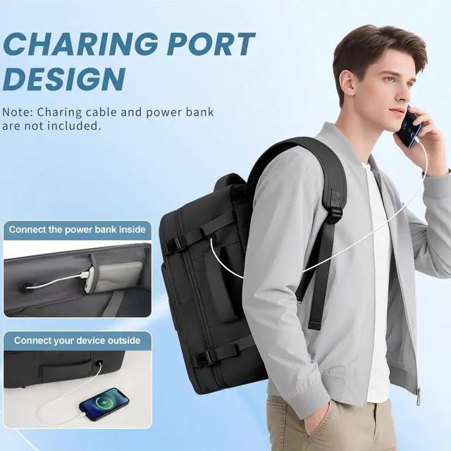 Alt view image 3 of 5 - Sinaliy Travel Backpack for Men Women, Personal Item Travel Bag with Multi-Pockets, Airline Approved Carry on Backpack Fits 16inch Laptop, Waterproof Casual Backpack for College,Travel, Work