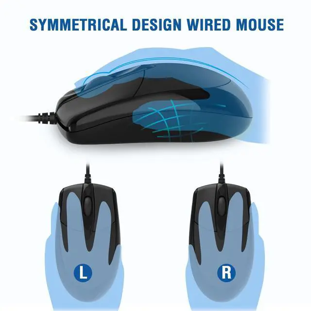 Alt view image 5 of 5 - Wired Keyboard and Mouse Combo, EDJO Full-Sized Ergonomic Computer Keyboard with Palm Rest and Optical Wired Mouse for Windows, Mac OS Desktop/Laptop/PC (2 Pack)